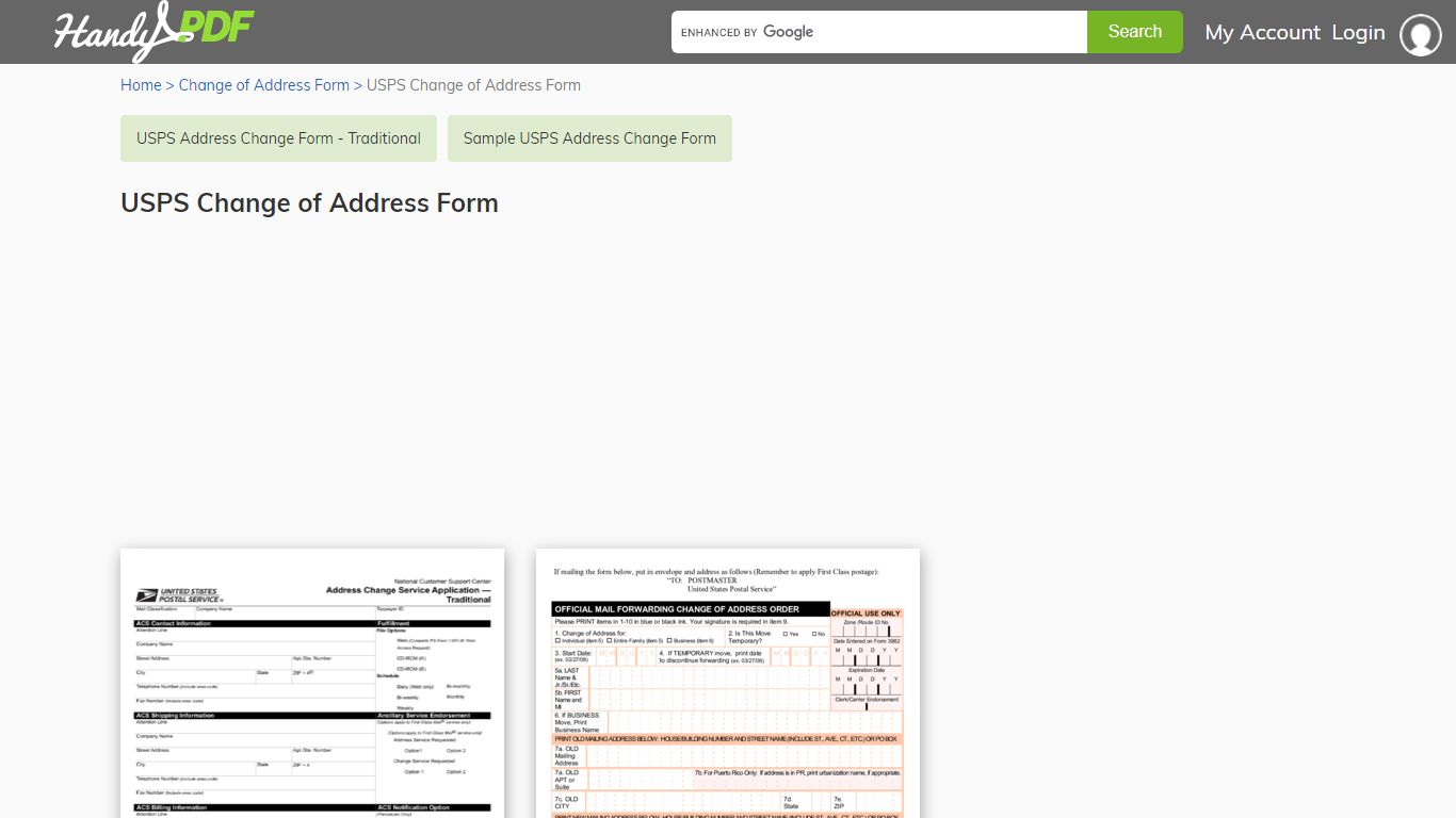 USPS Change of Address Form - HandyPDF